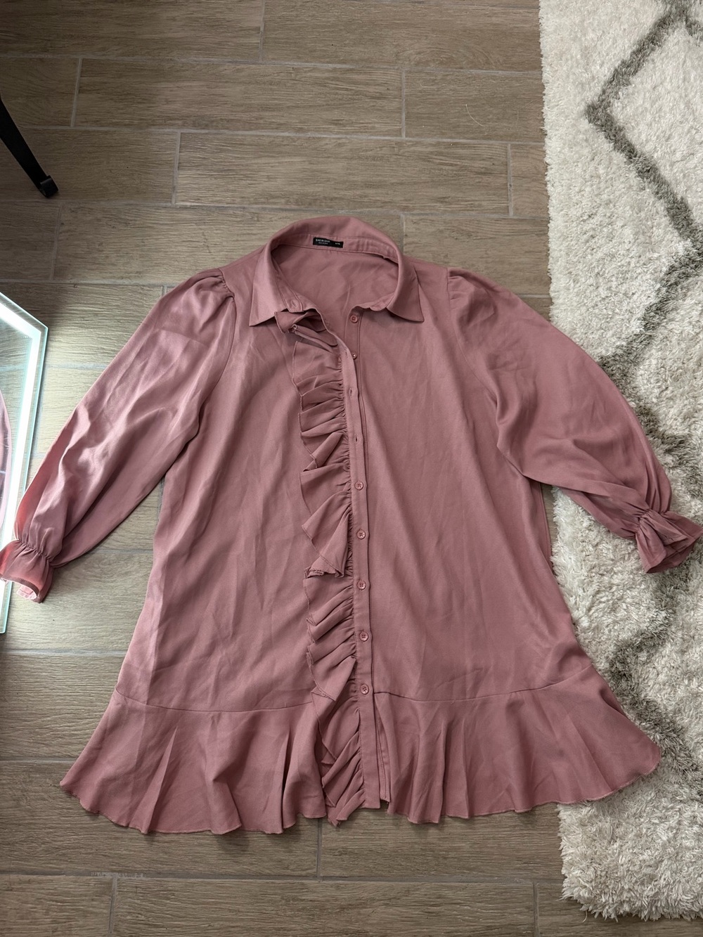 Ruffle-Front dress in Dusty Rose